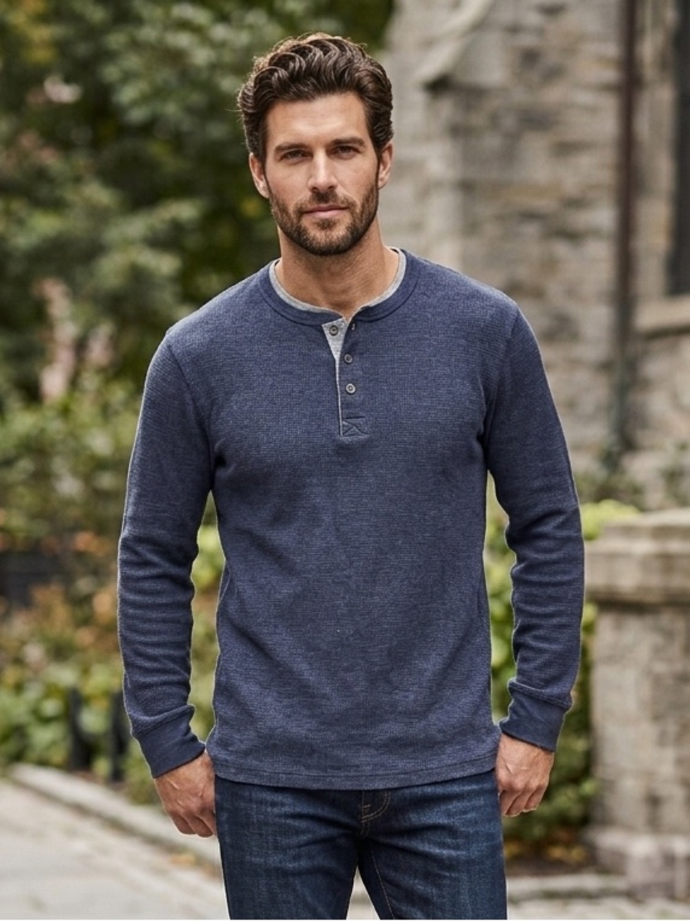 Avalanche Navy and Heather Gray Henley Shirt